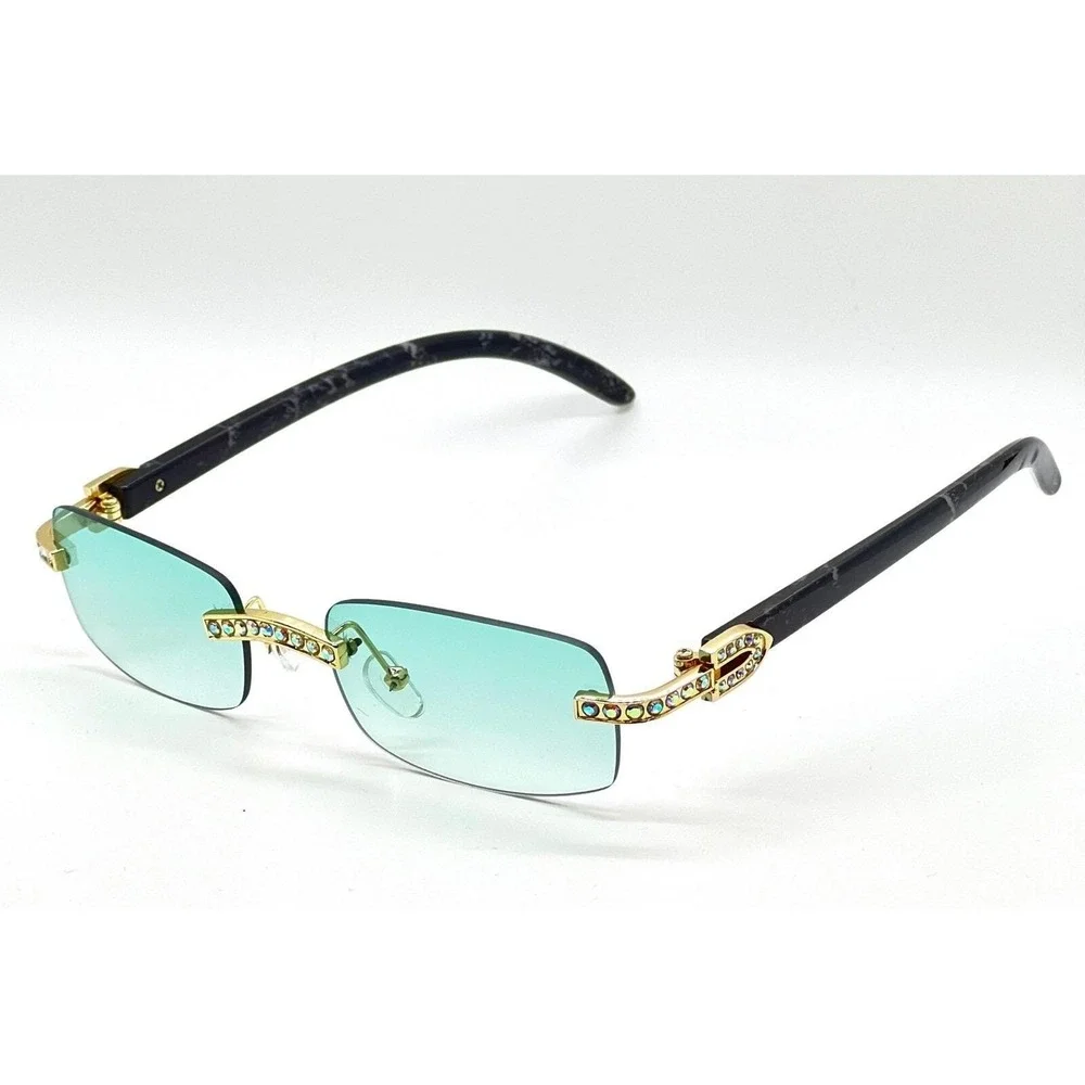 Women Square Sunglasses Green Gradient Lens Retro Shield Classy Luxury Gafas New